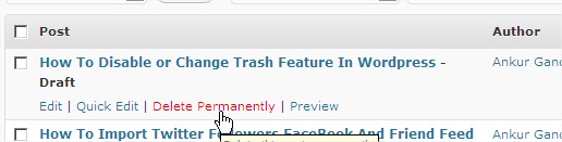 Disable WordPress Trash Feature Disable WordPress Trash Feature