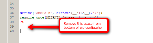Remove Space from wp-config bottom Remove Space from wp-config bottom
