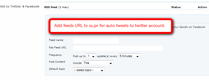 Su.pr Configure Feed URL for auto tweets